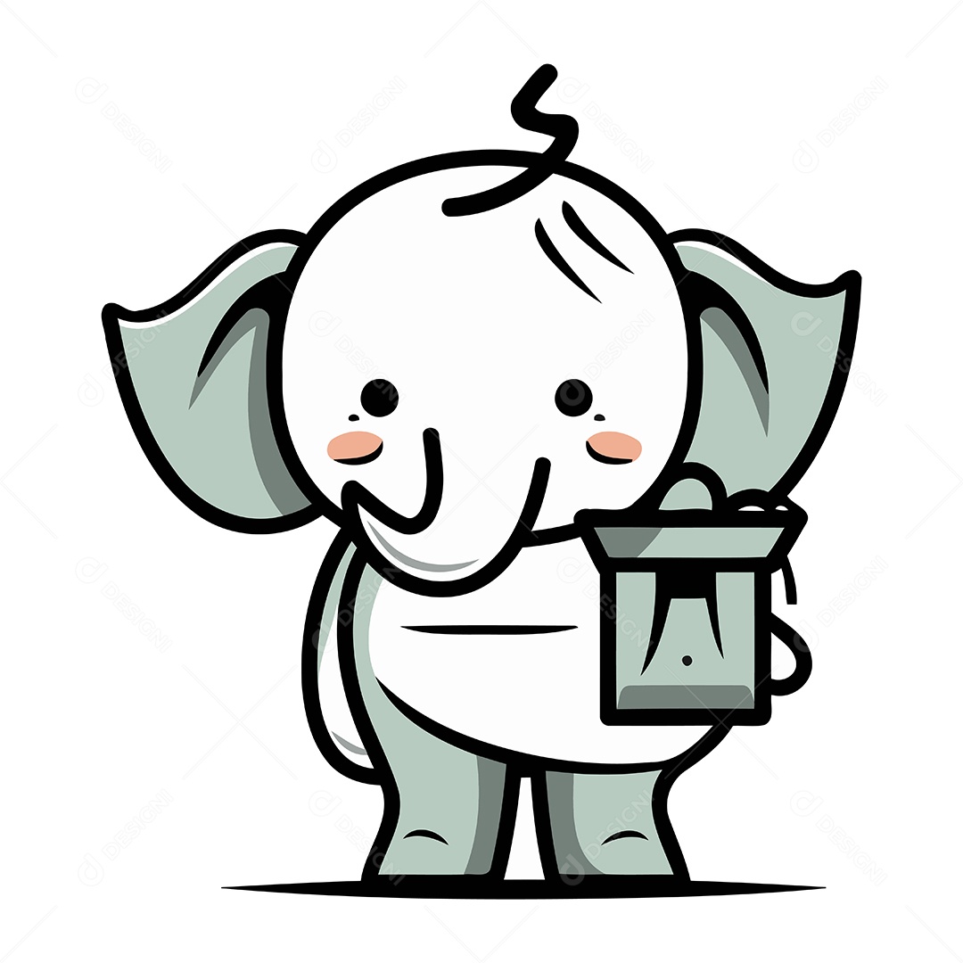 Elefante Fofo de Desenho Animado Ilustração Vetor EPS