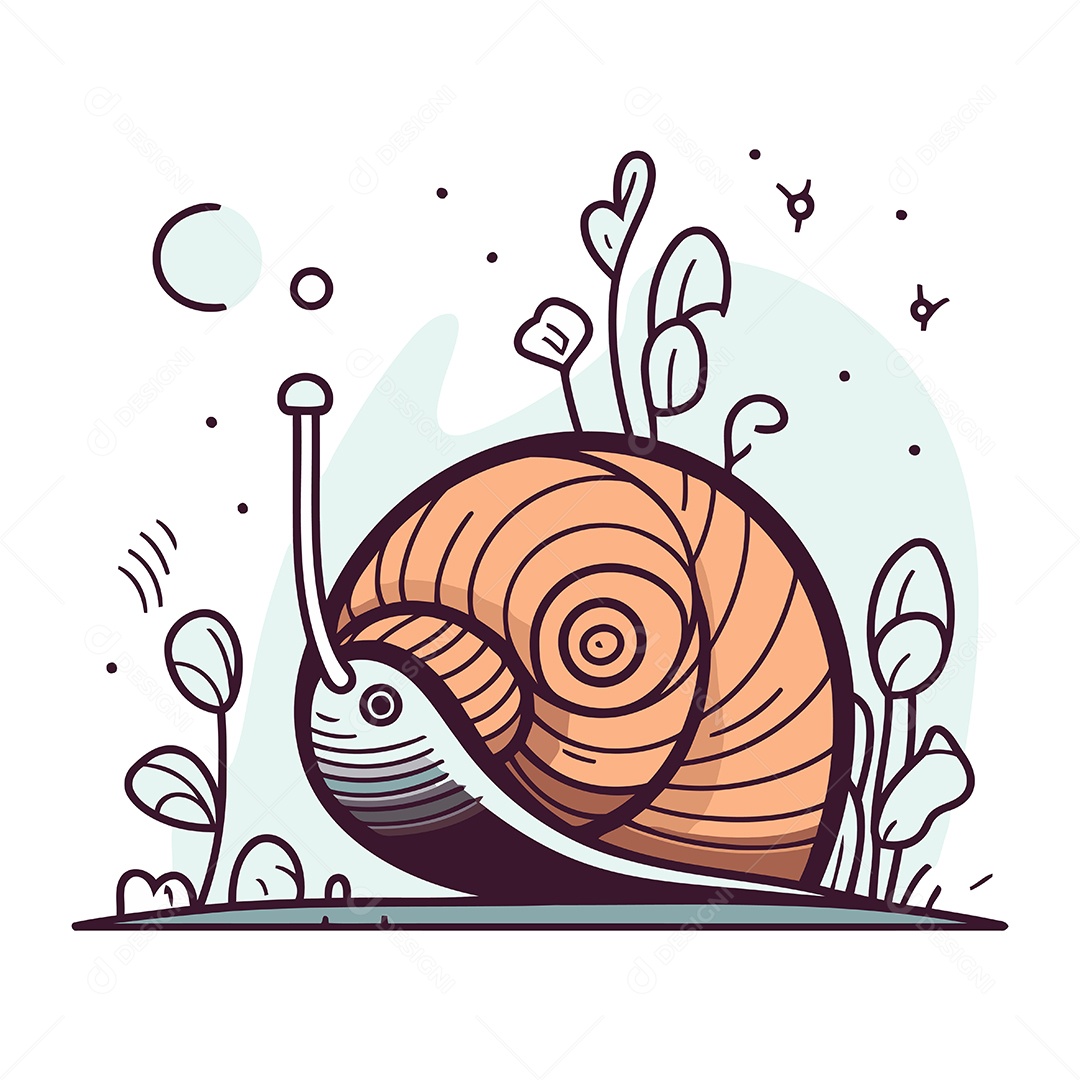 Caracol de Desenho Animado Ilustração Vetor EPS