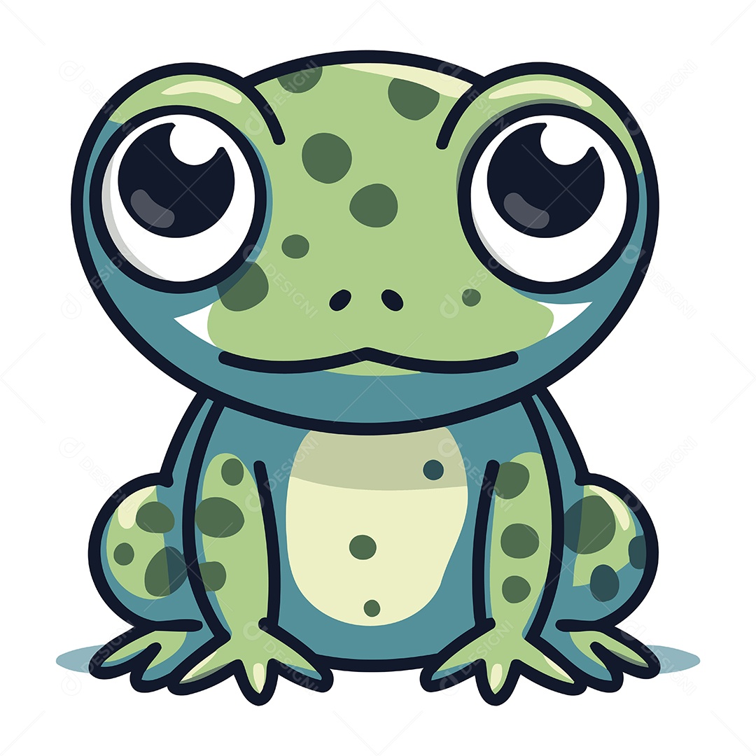 Sapo Fofo de Desenho Animado Ilustração Vetor EPS