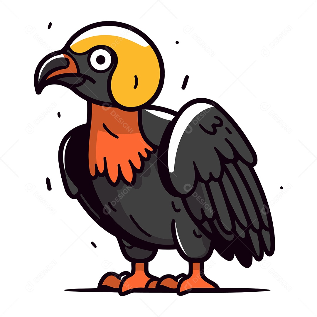 Abutre Grifo de Desenho Animado Ilustração Vetor EPS