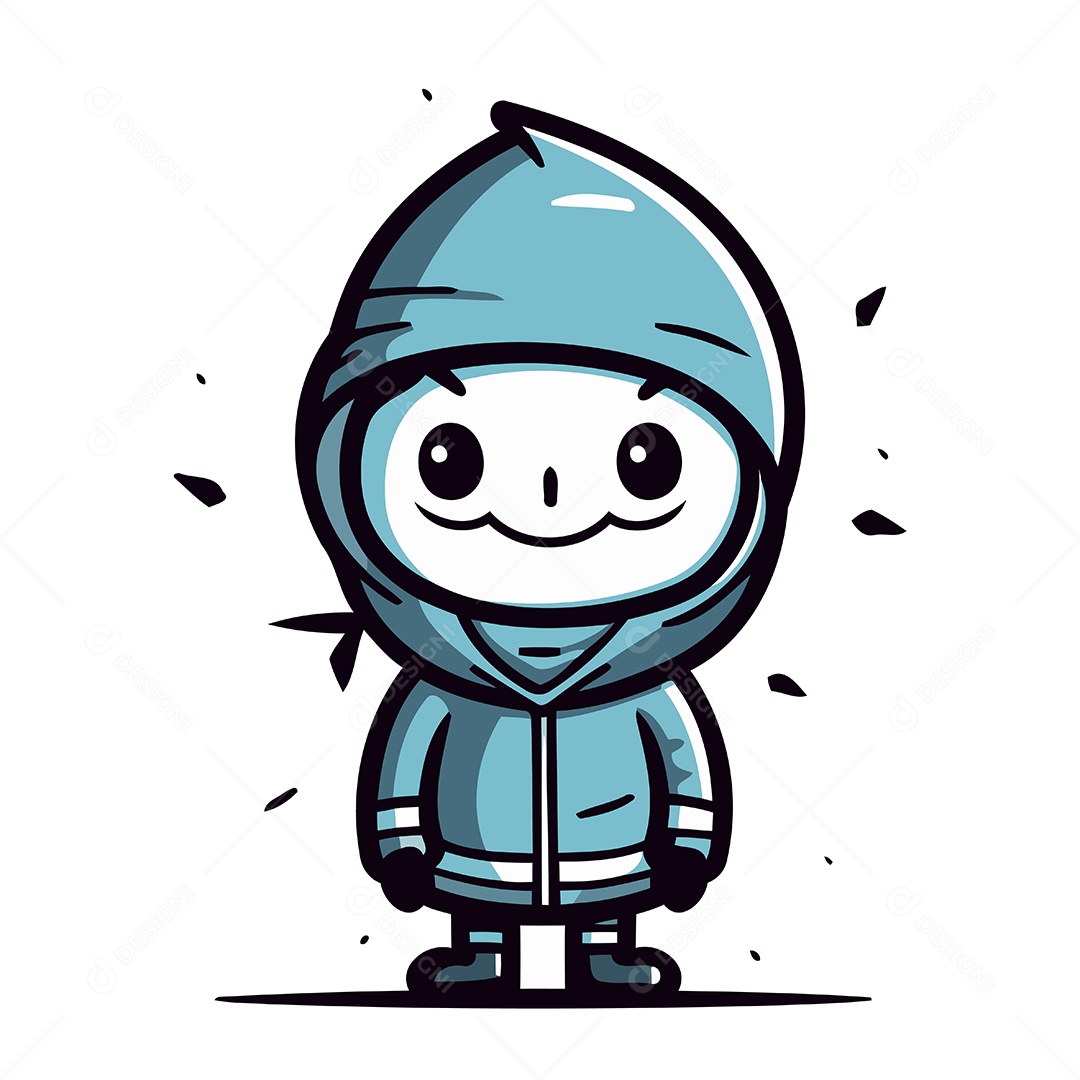 Menino com Roupa de Frio Desenho Animado Ilustração Vetor EPS