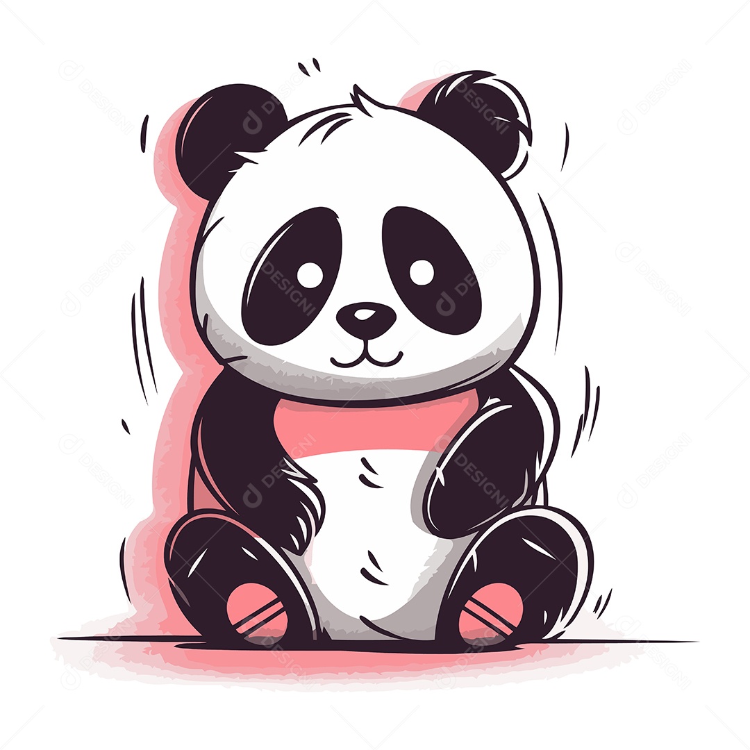 Panda Fofo de Desenho Animado Ilustração Vetor EPS