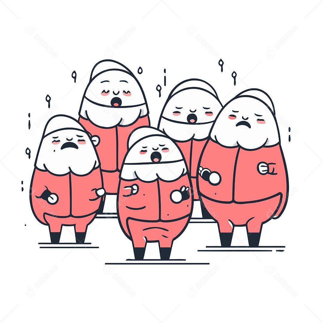 Papais Noel de Desenho Animado Ilustração Vetor EPS