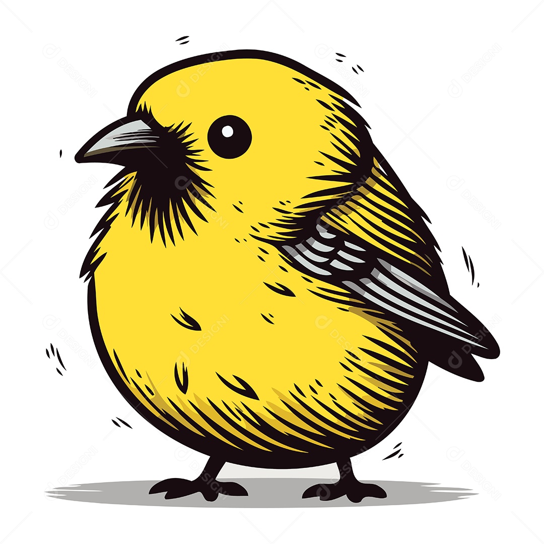 Passarinho Amarelo Fofo Ilustração Vetor EPS