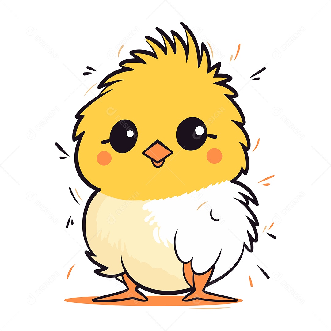 Pintinho Fofo de Desenho Animado Ilustração Vetor EPS