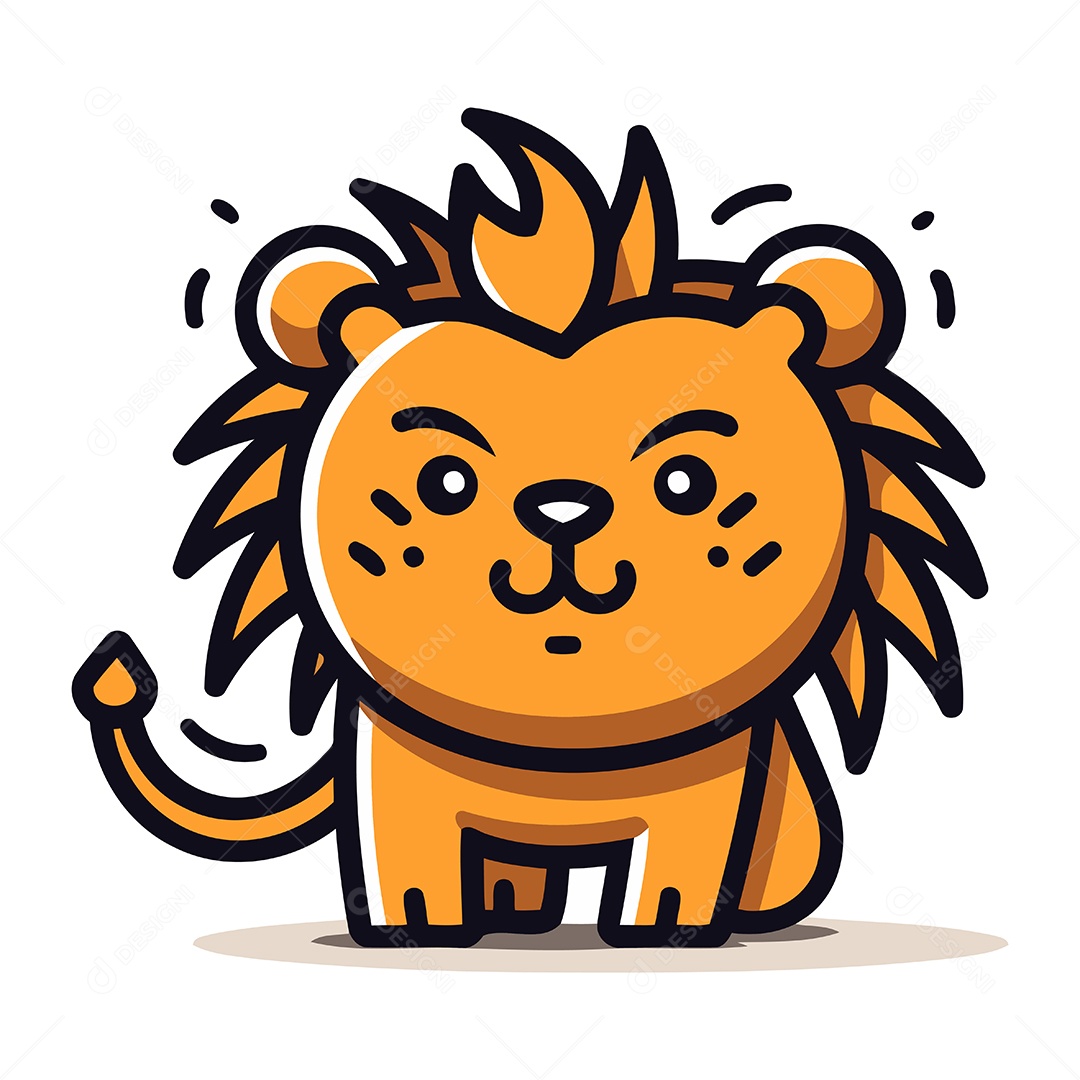 Leão de Desenho Animado Ilustração Vetor EPS