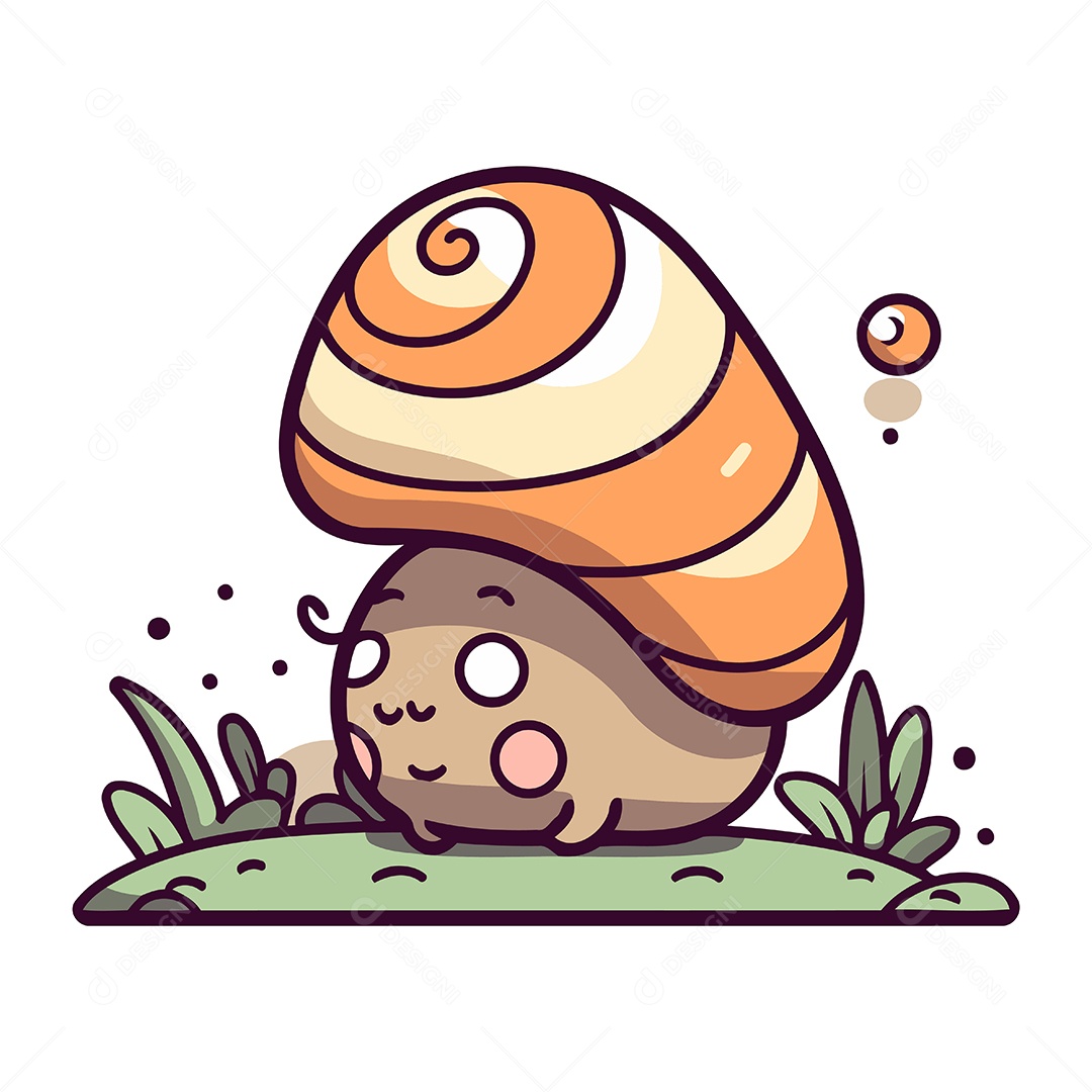 Caracol Fofo de Desenho Animado Ilustração Vetor EPS