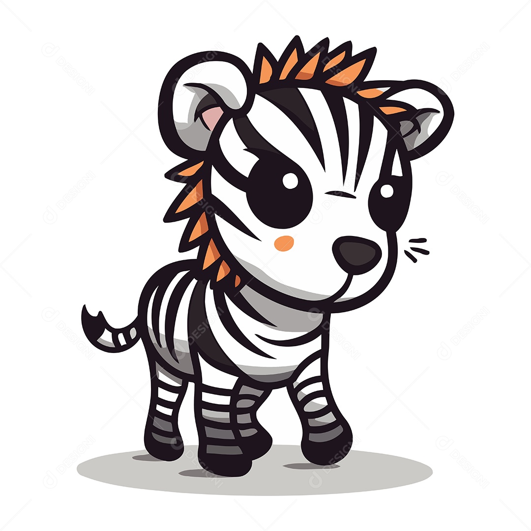 Zebra Fofa de Desenho Animado Ilustração Vetor EPS