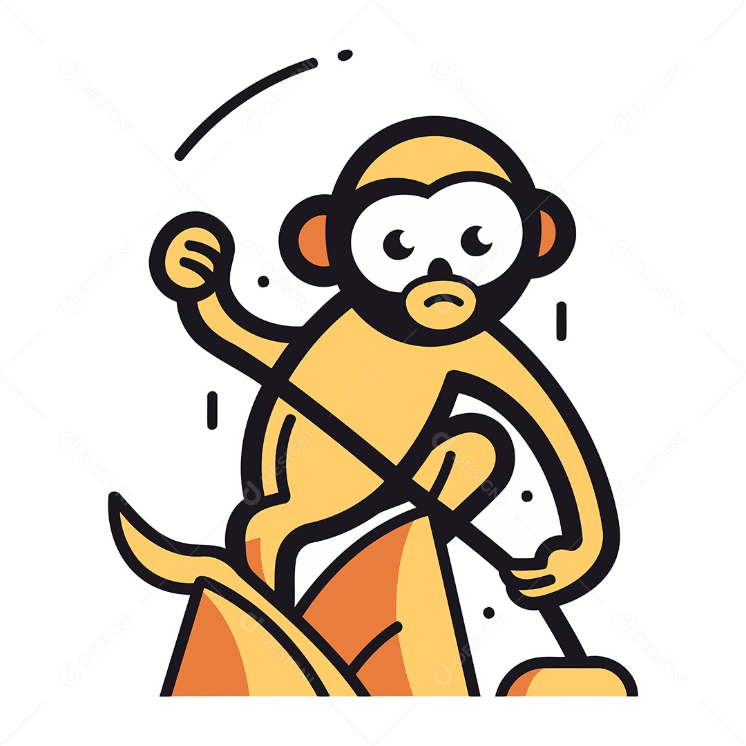 Macaco de Desenho Animado Ilustração Vetor EPS