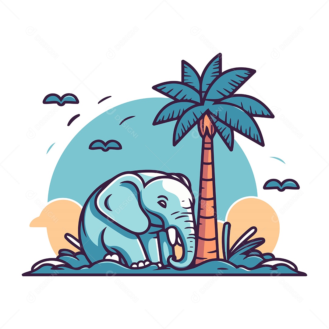 Elefante de Desenho Animado Ilustração Vetor EPS