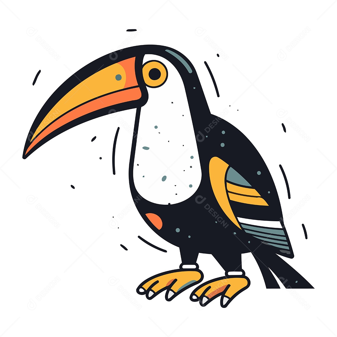 Tucano Fofo de Desenho Animado Ilustração Vetor EPS