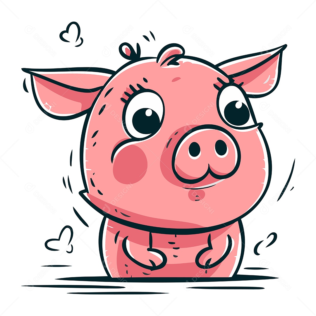 Porco Fofo de Desenho Animado Ilustração Vetor EPS