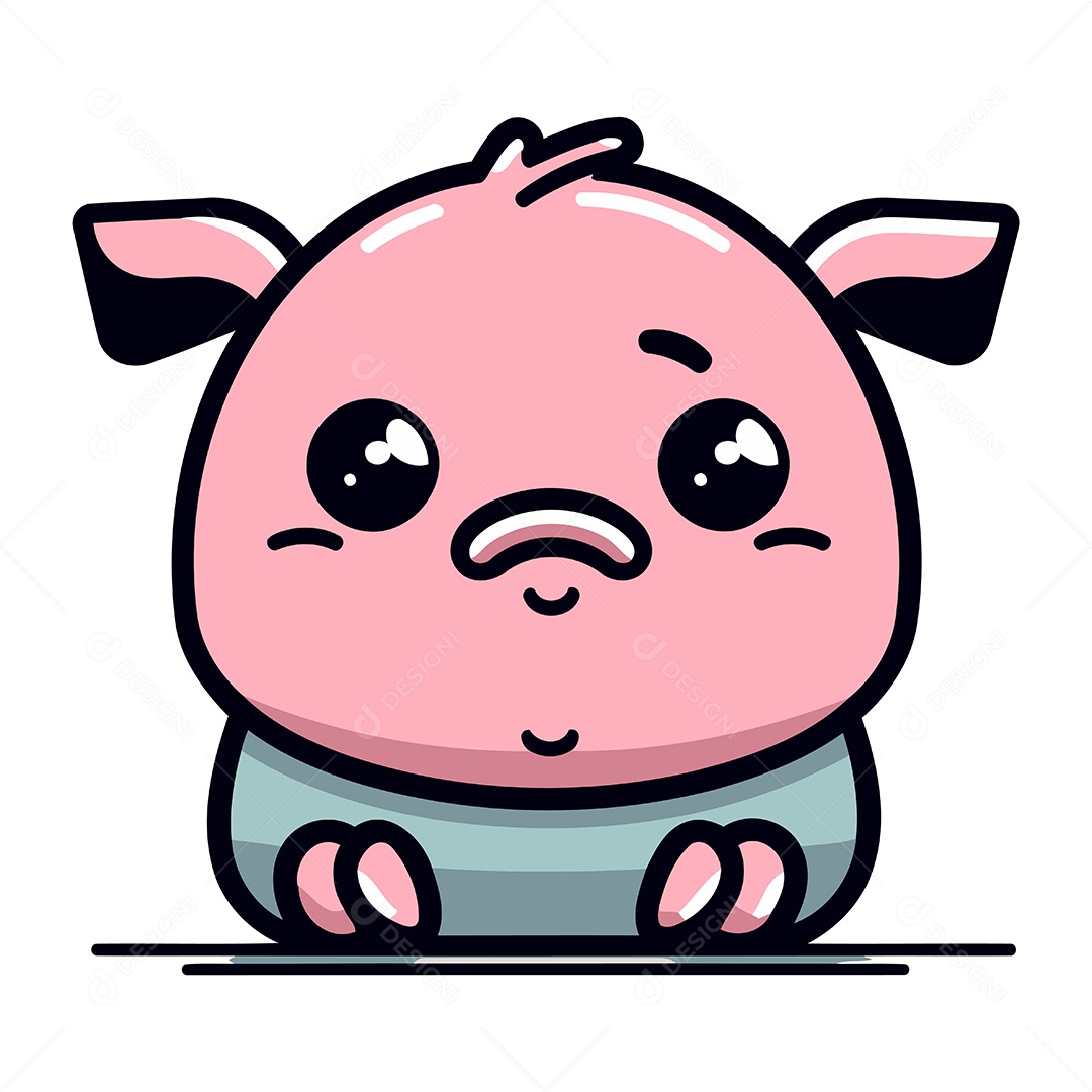 Porco Fofo de Desenho Animado Ilustração Vetor EPS