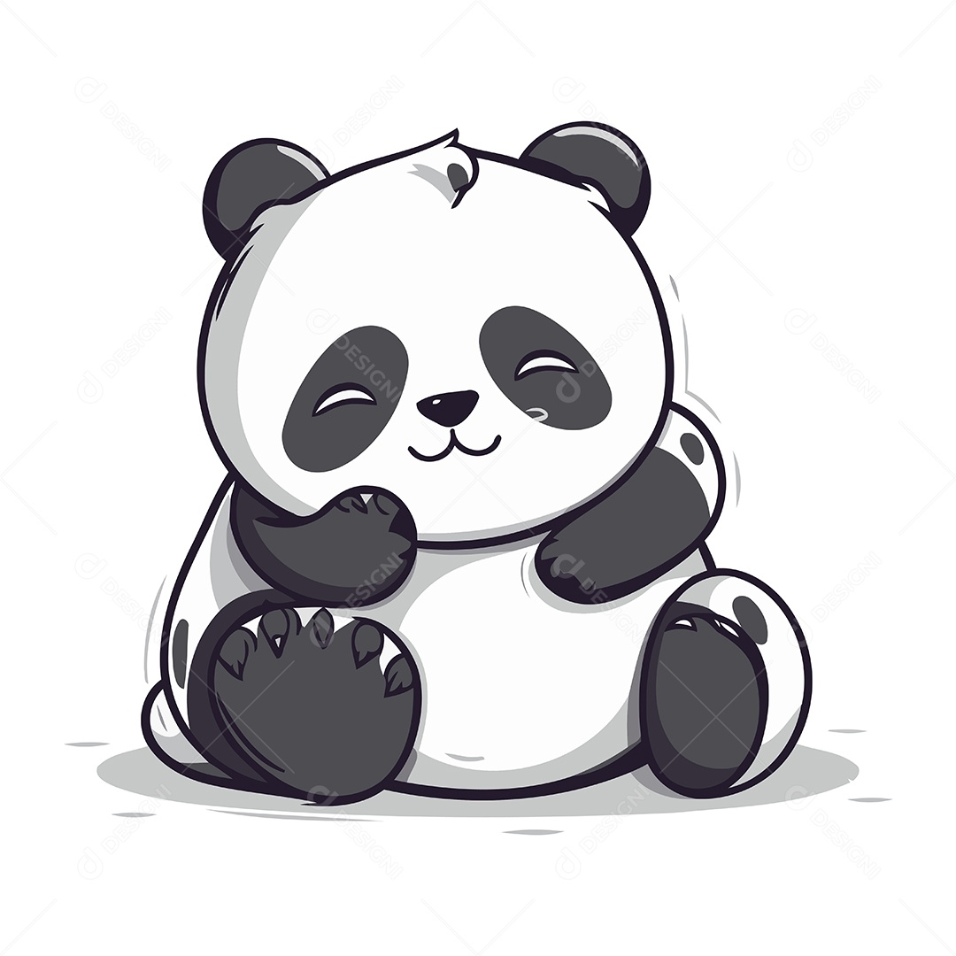 Panda Fofo de Desenho Animado Ilustração Vetor EPS