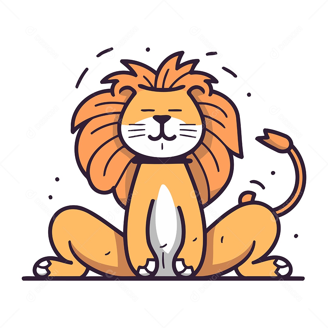 Leão Sentado no Chão Ilustração Vetor EPS