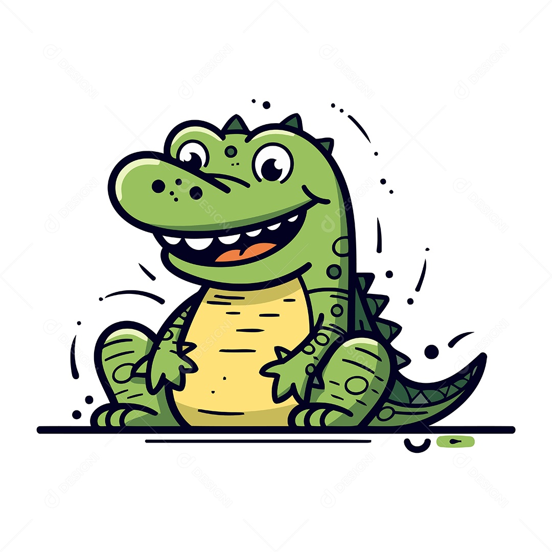 Crocodilo Fofo de Desenho Animado Ilustração Vetor EPS