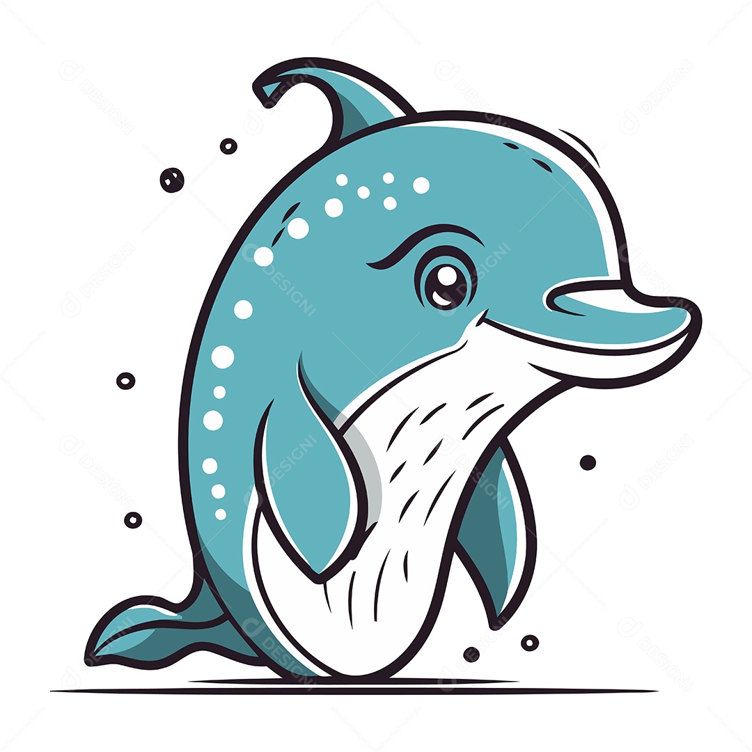 Golfinho de Desenho Animado Ilustração Vetor EPS