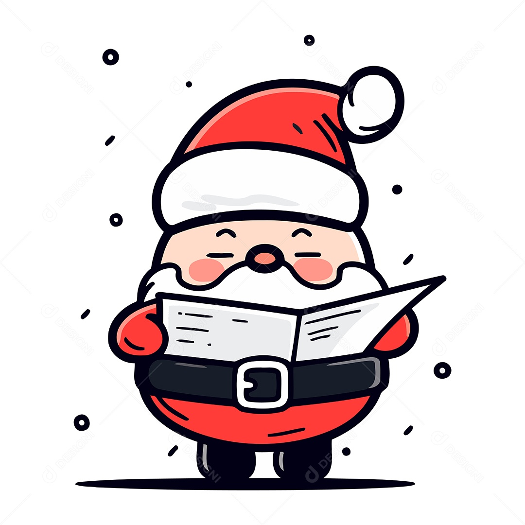 Papai Noel de Desenho Animado com Livro Ilustração Vetor EPS