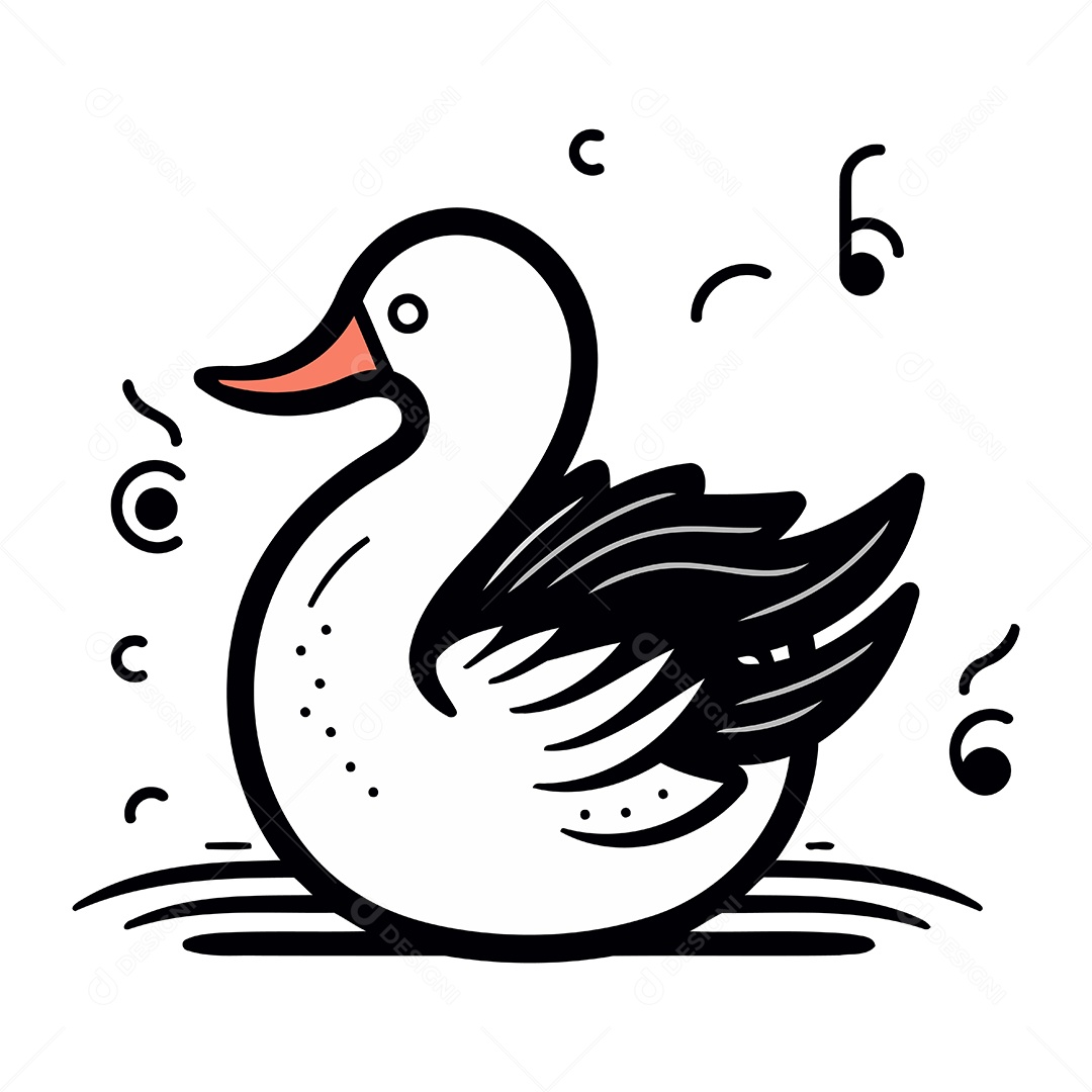 Pato na Água de Desenho Animado Ilustração Vetor EPS