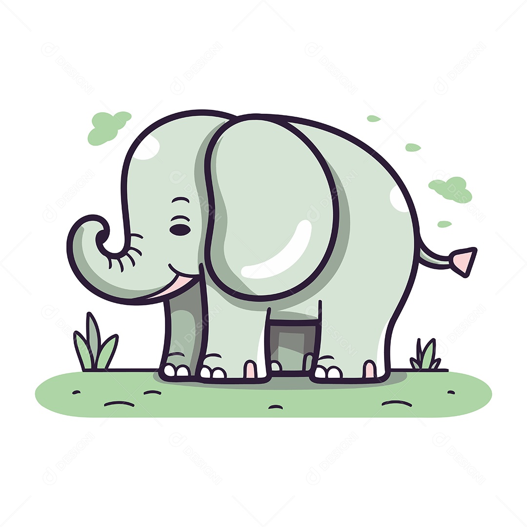 Elefante Fofo de Desenho Animado Ilustração Vetor EPS