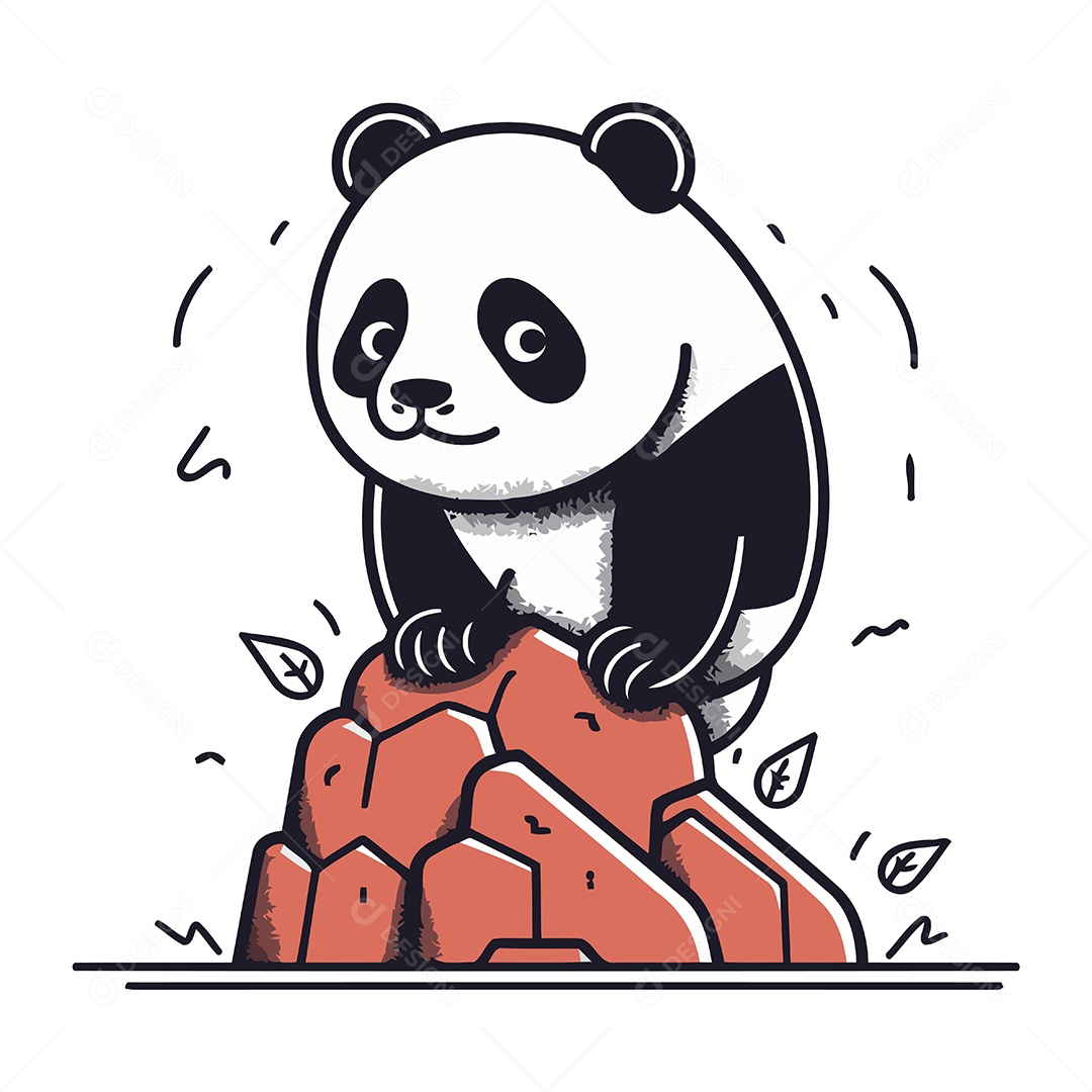 Panda Fofo de Desenho Animado Ilustração Vetor EPS