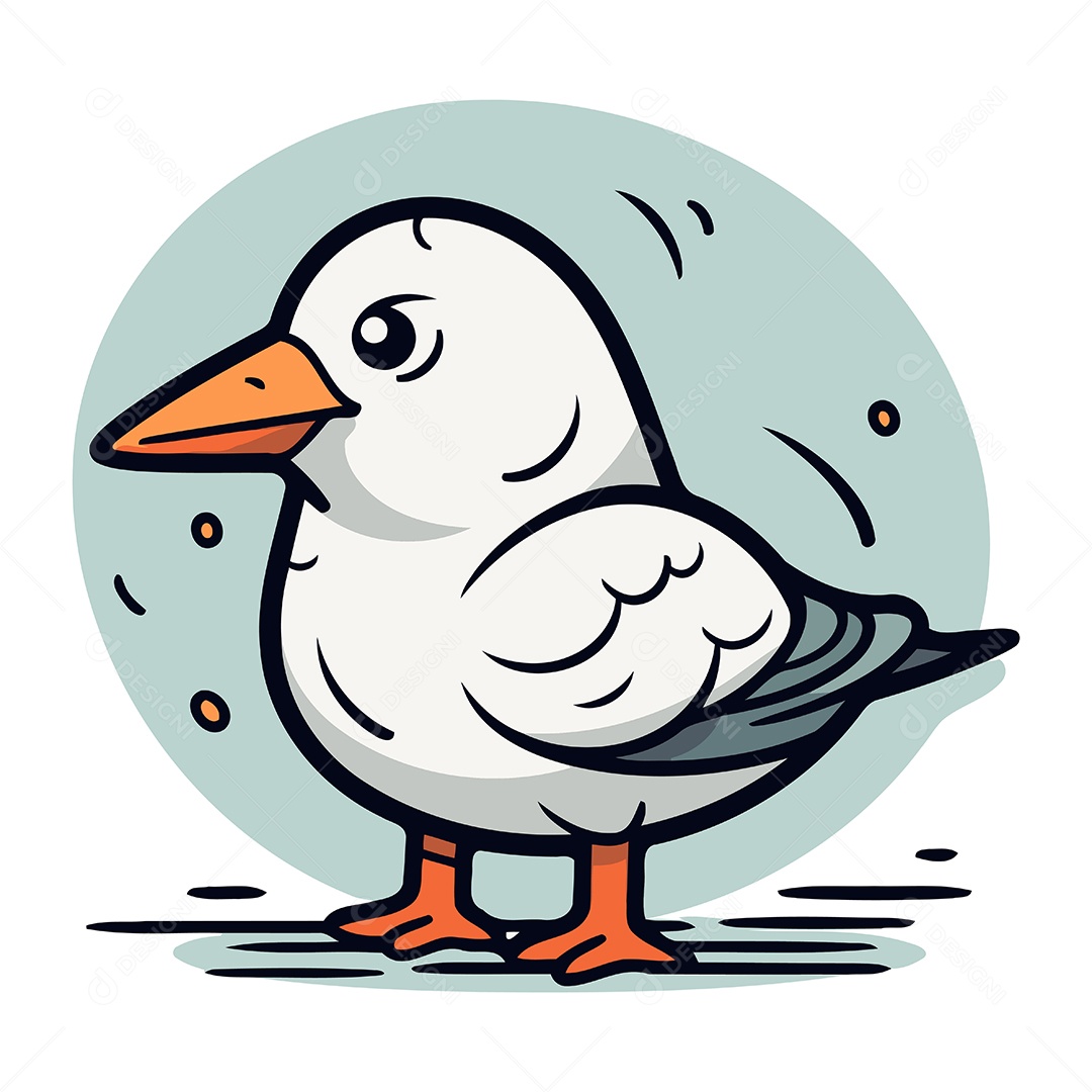 Gaivota de Desenho Animado Ilustração Vetor EPS