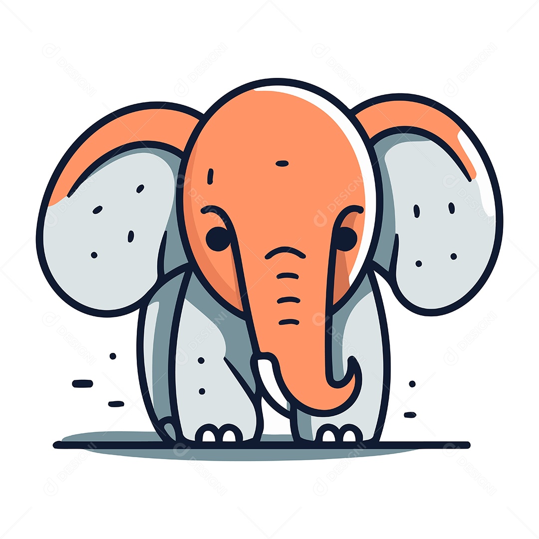 Elefante de Desenho Animado Ilustração Vetor EPS