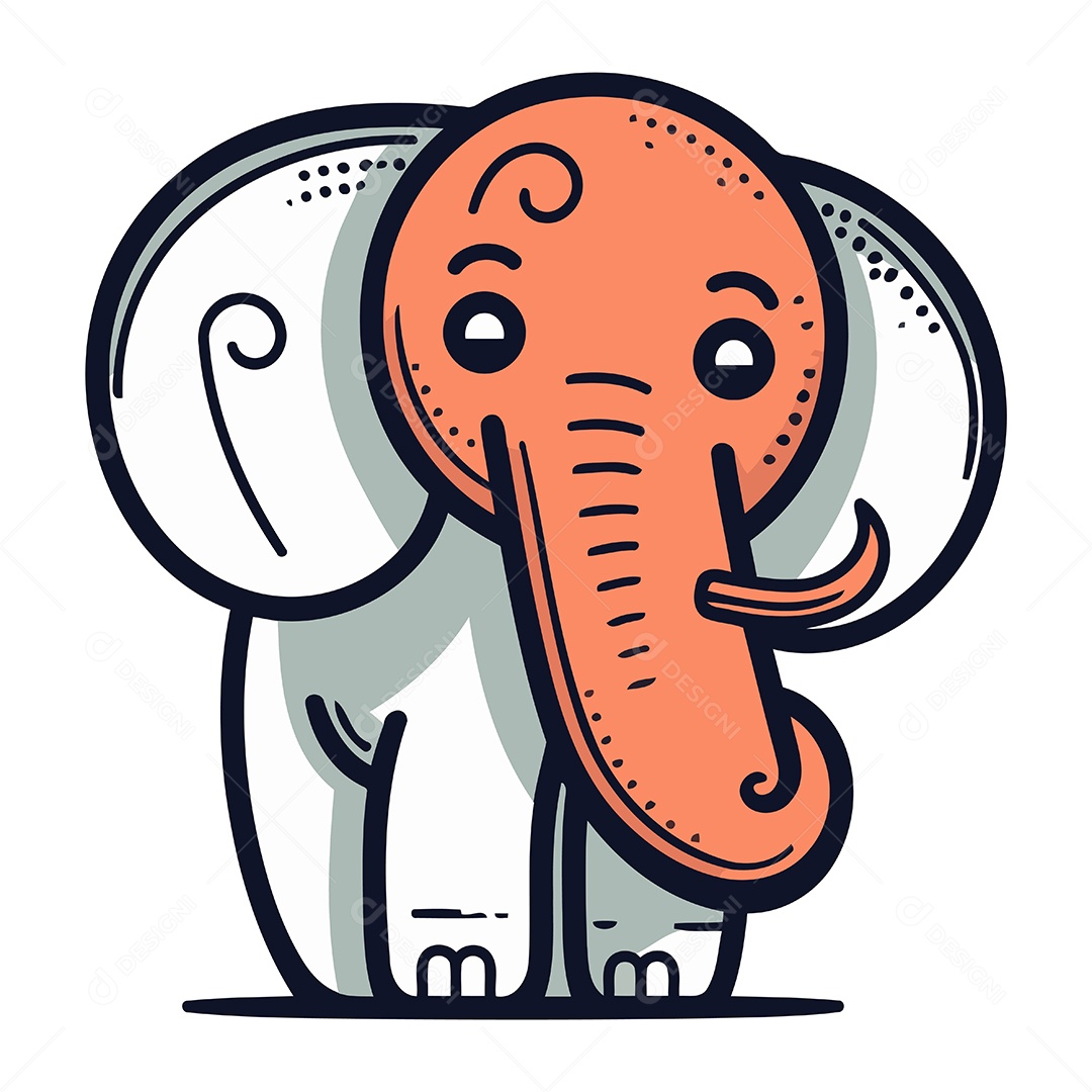 Elefante de Desenho Animado Ilustração Vetor EPS