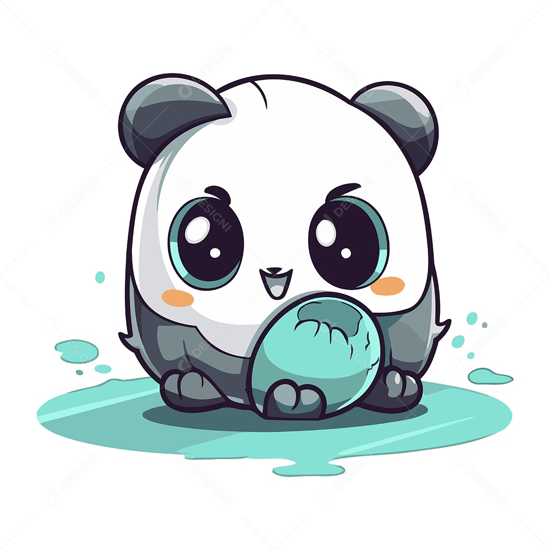 Filhote de Panda Desenho Animado Ilustração Vetor EPS