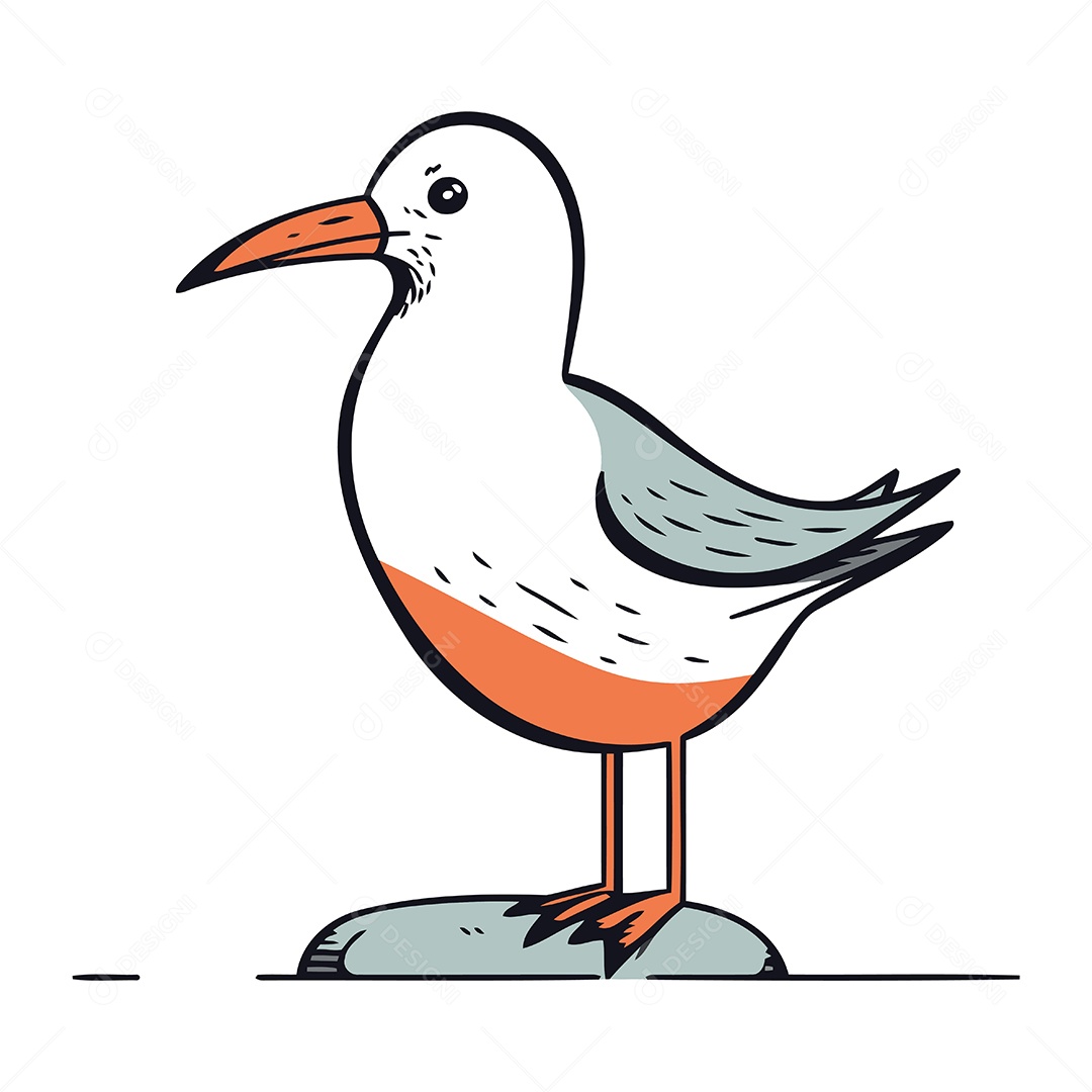 Gaivota de Desenho Animado Ilustração Vetor EPS