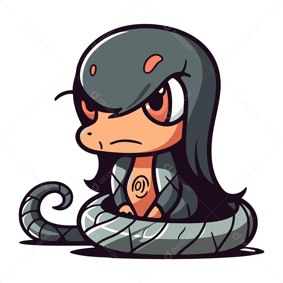 Cobra Fofa de Desenho Animado Ilustração Vetor EPS