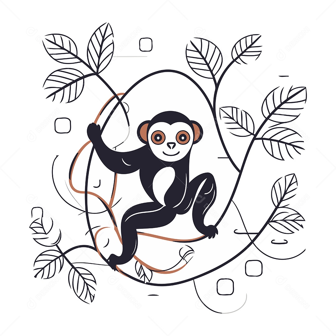 Macaco de Desenho Animado Ilustração Vetor EPS