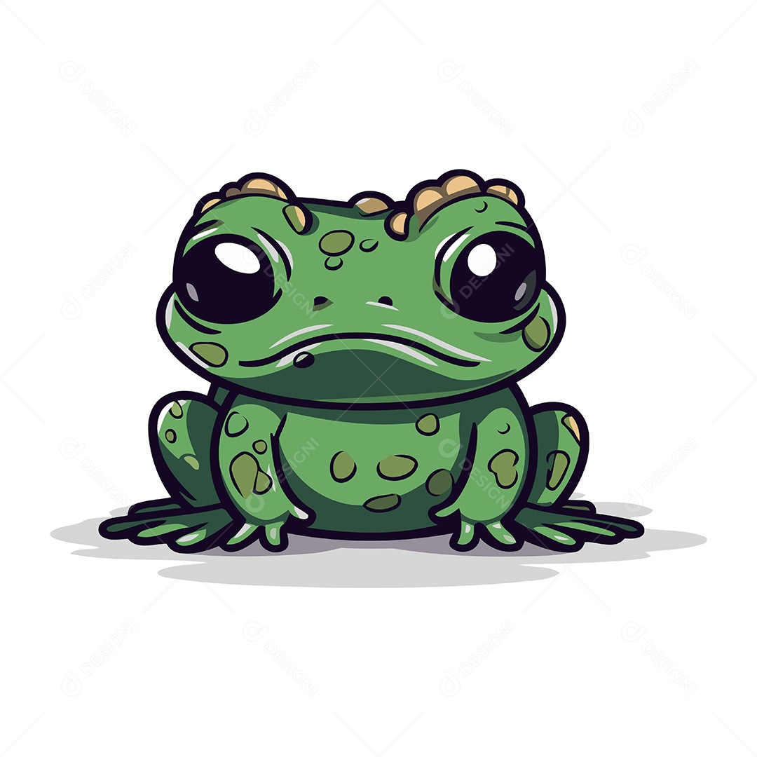 Sapo Fofo de Desenho Animado Ilustração Vetor EPS