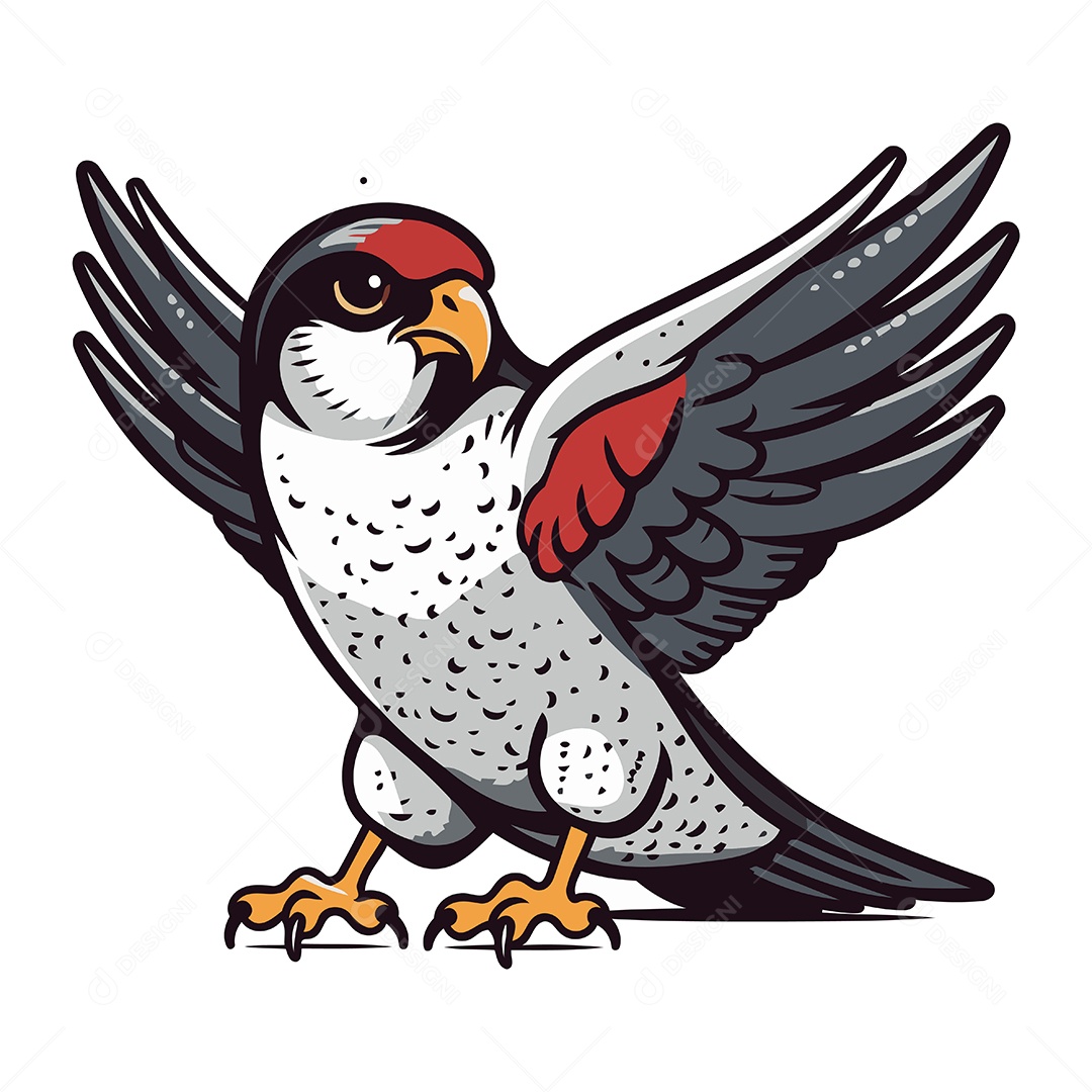Falcão Peregrino de Desenho Animado Ilustração Vetor EPS