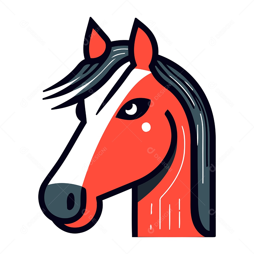 Cabeça de Cavalo Desenho Animado Ilustração Vetor EPS