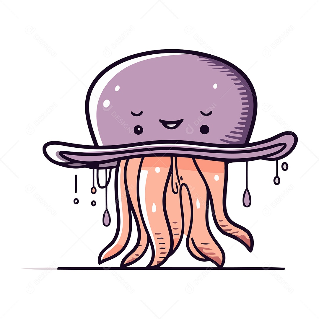 Água Viva de Desenho Animado Ilustração Vetor EPS