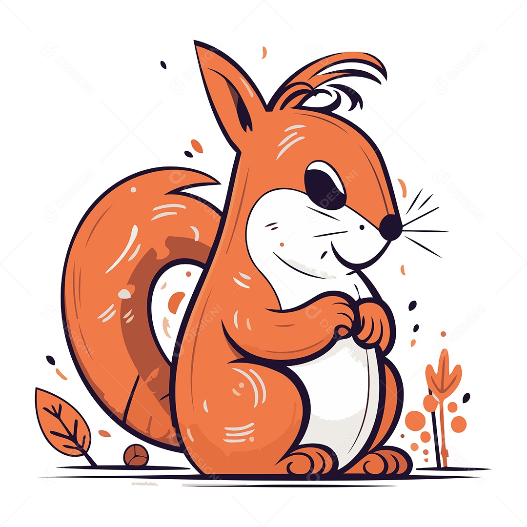 Esquilo de Desenho Animado Ilustração Vetor EPS