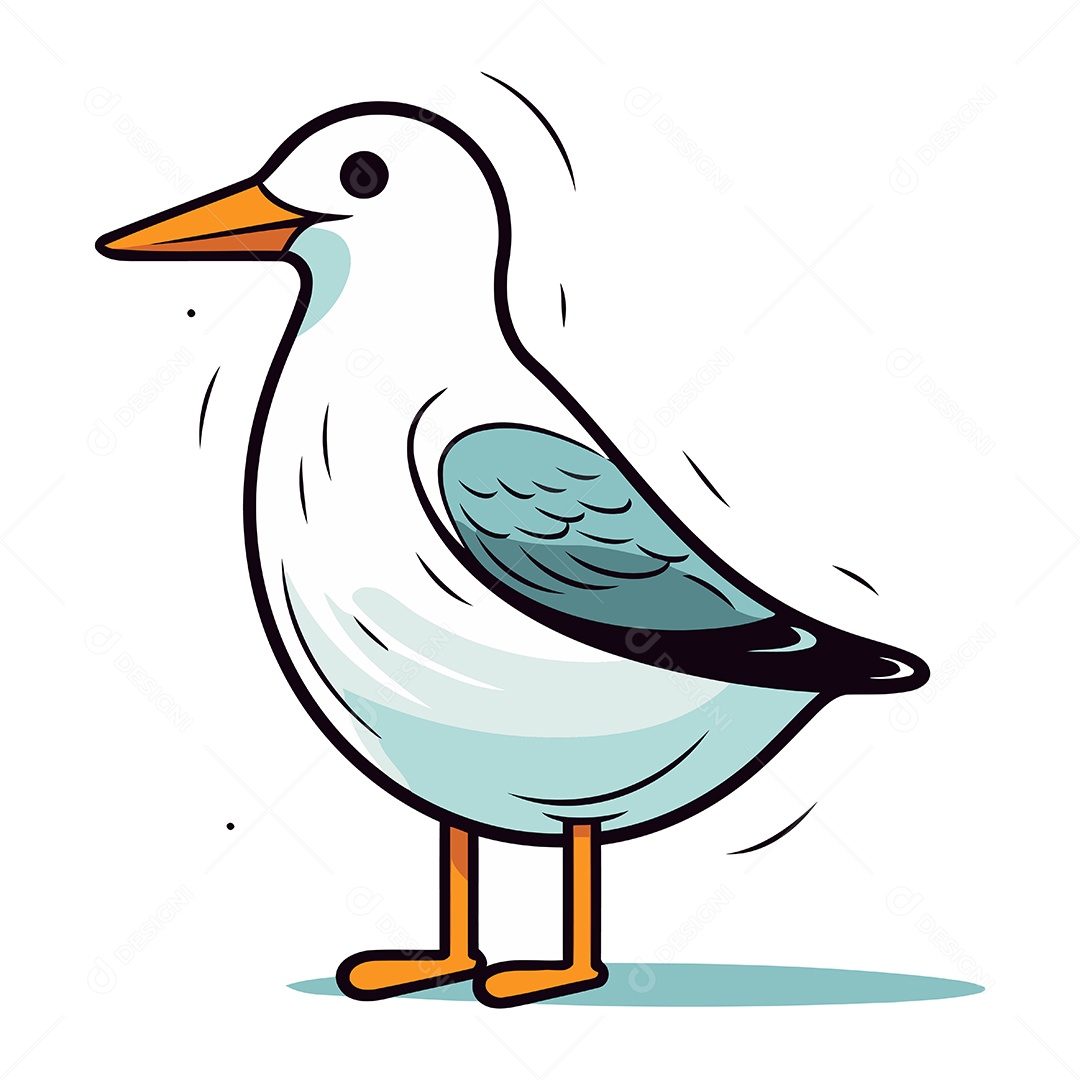 Gaivota de Desenho Animado Ilustração Vetor EPS