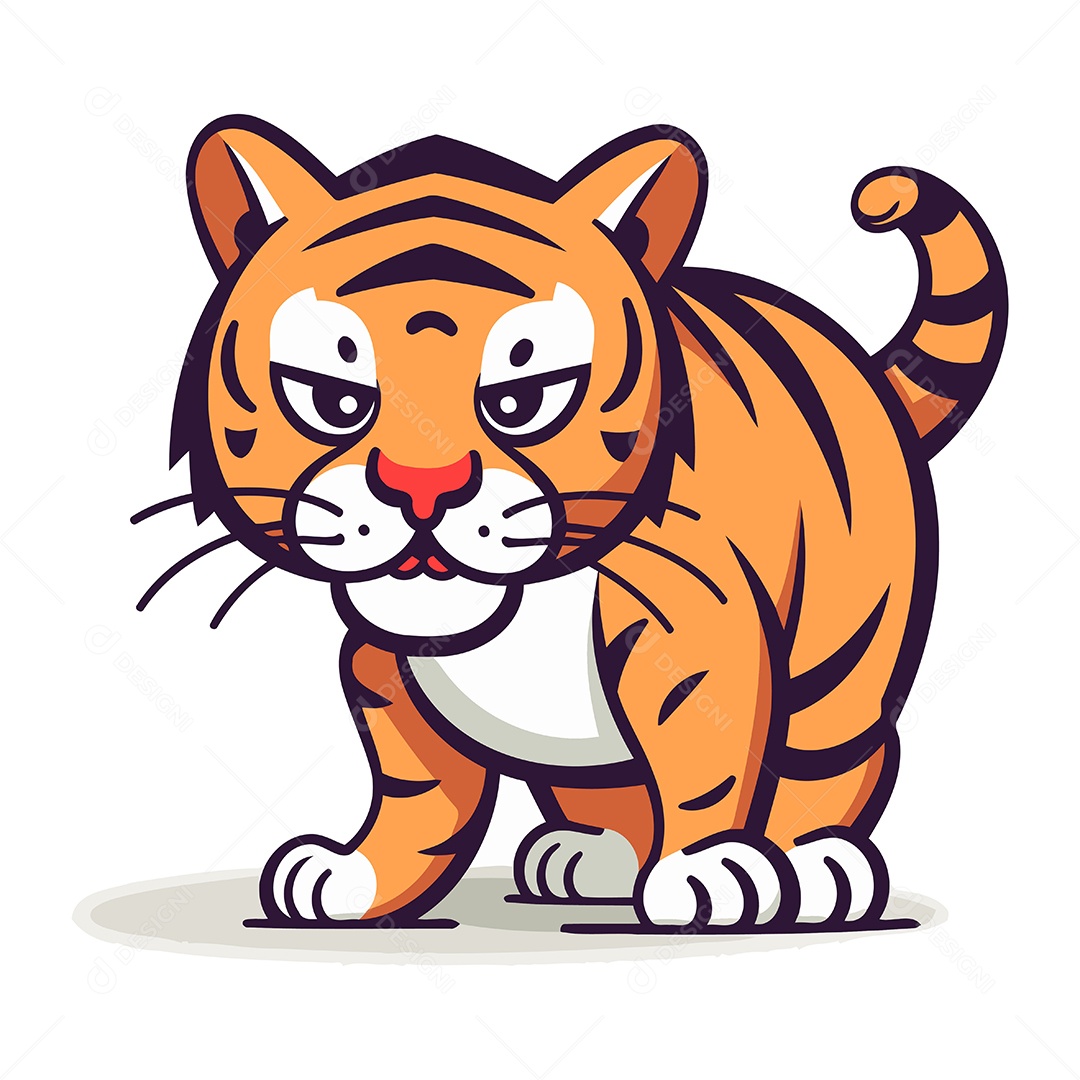 Tigre de Desenho Animado Ilustração Vetor EPS