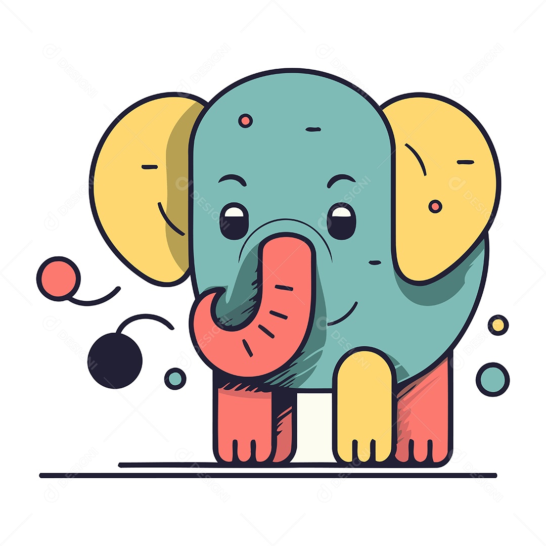 Elefante Fofo de Desenho Animado Ilustração Vetor EPS