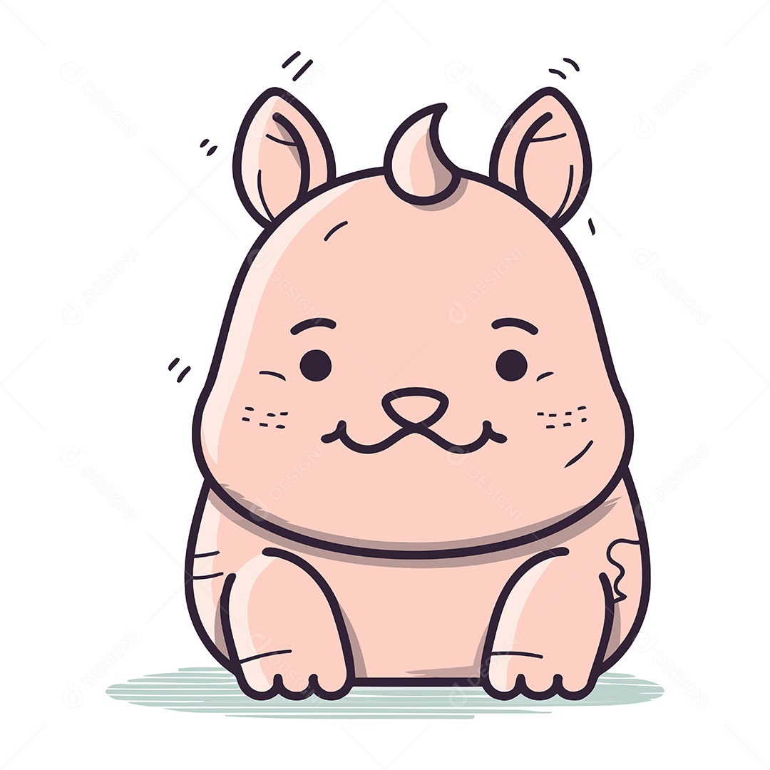 Rinoceronte Fofo de Desenho Animado Ilustração Vetor EPS