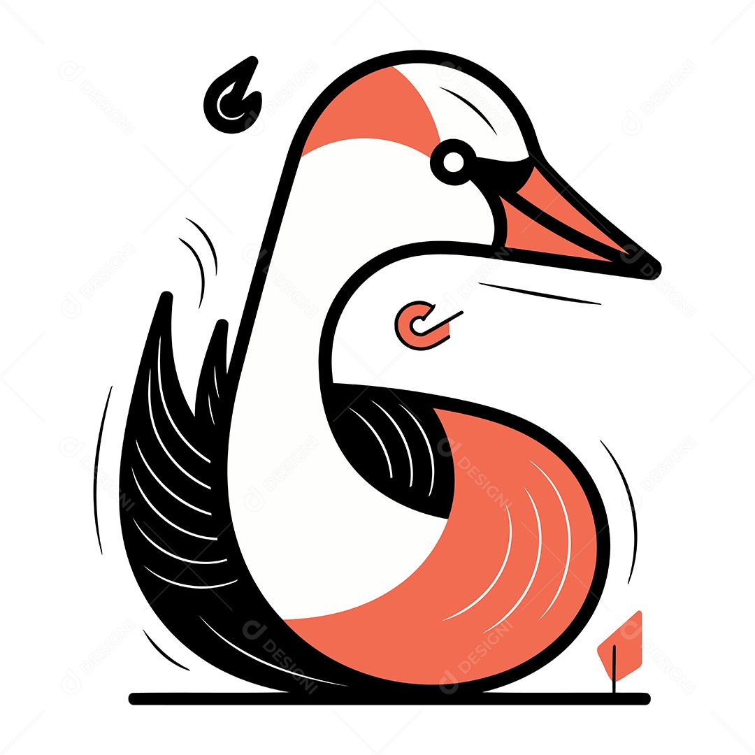 Cisne de Desenho Animado Ilustração Vetor EPS