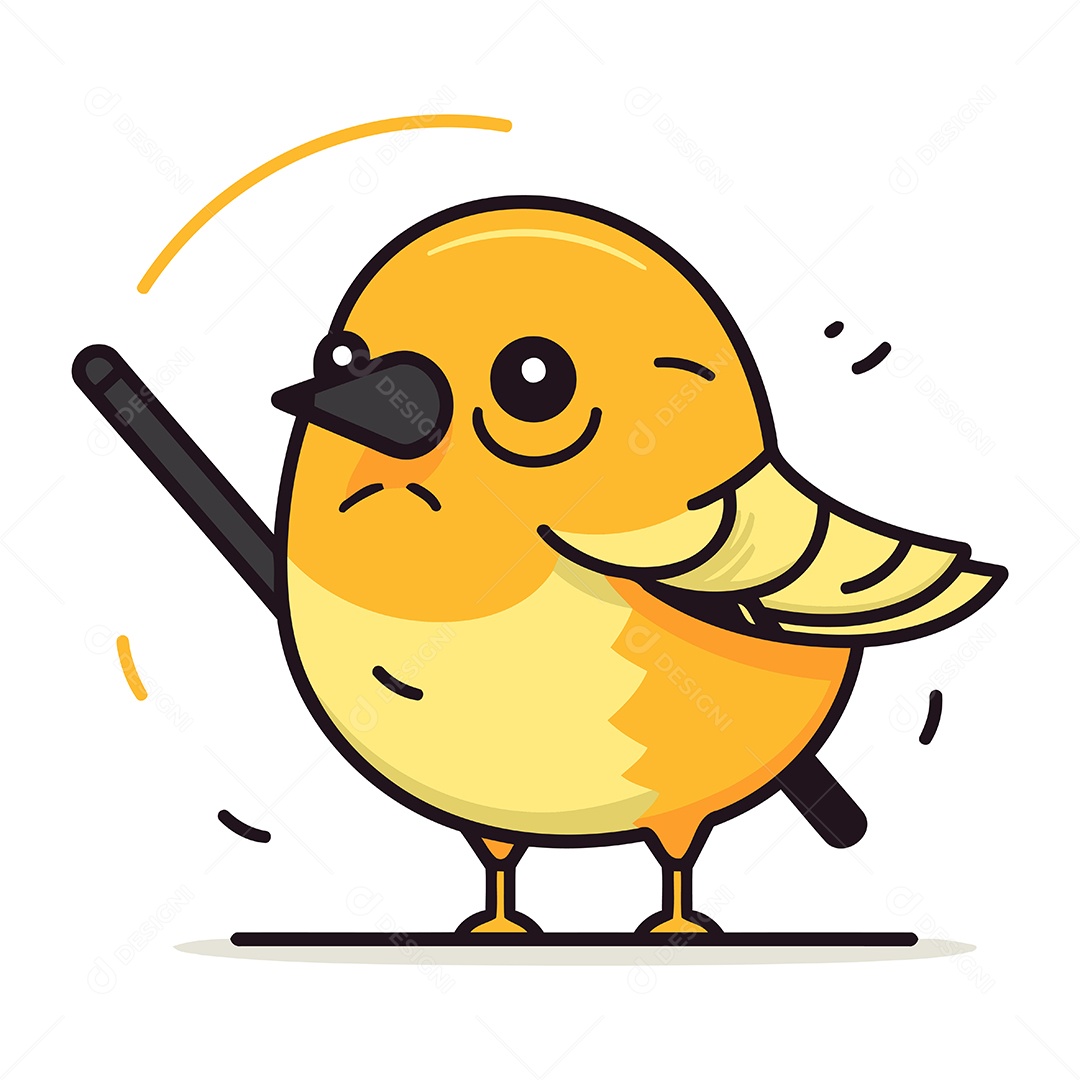 Passarinho Amarelo Fofo Ilustração Vetor EPS