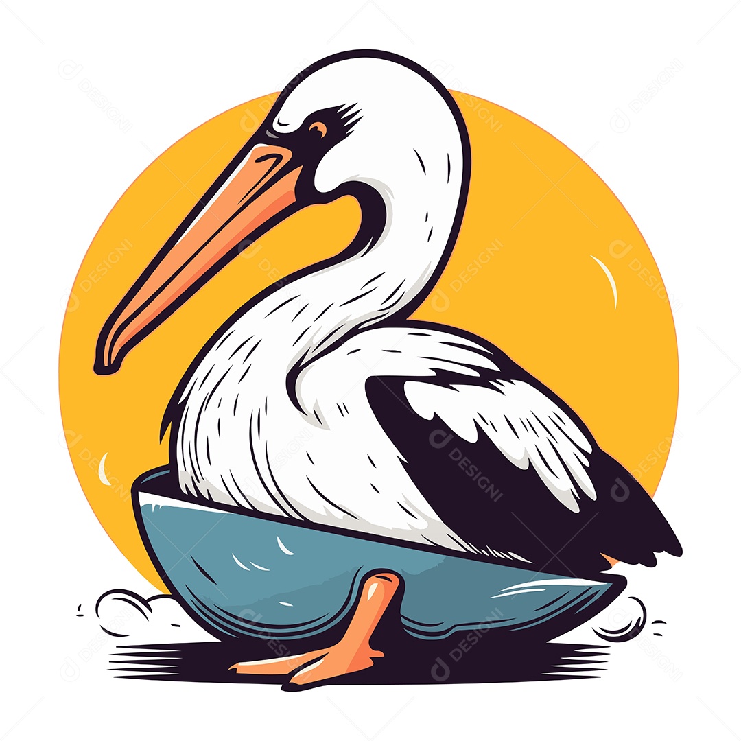 Pelicano de Desenho Animado Ilustração Vetor EPS