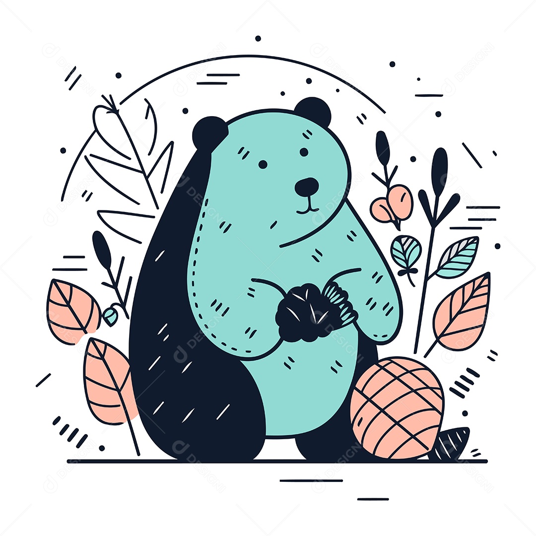 Urso Fofo de Desenho Animado Ilustração Vetor EPS