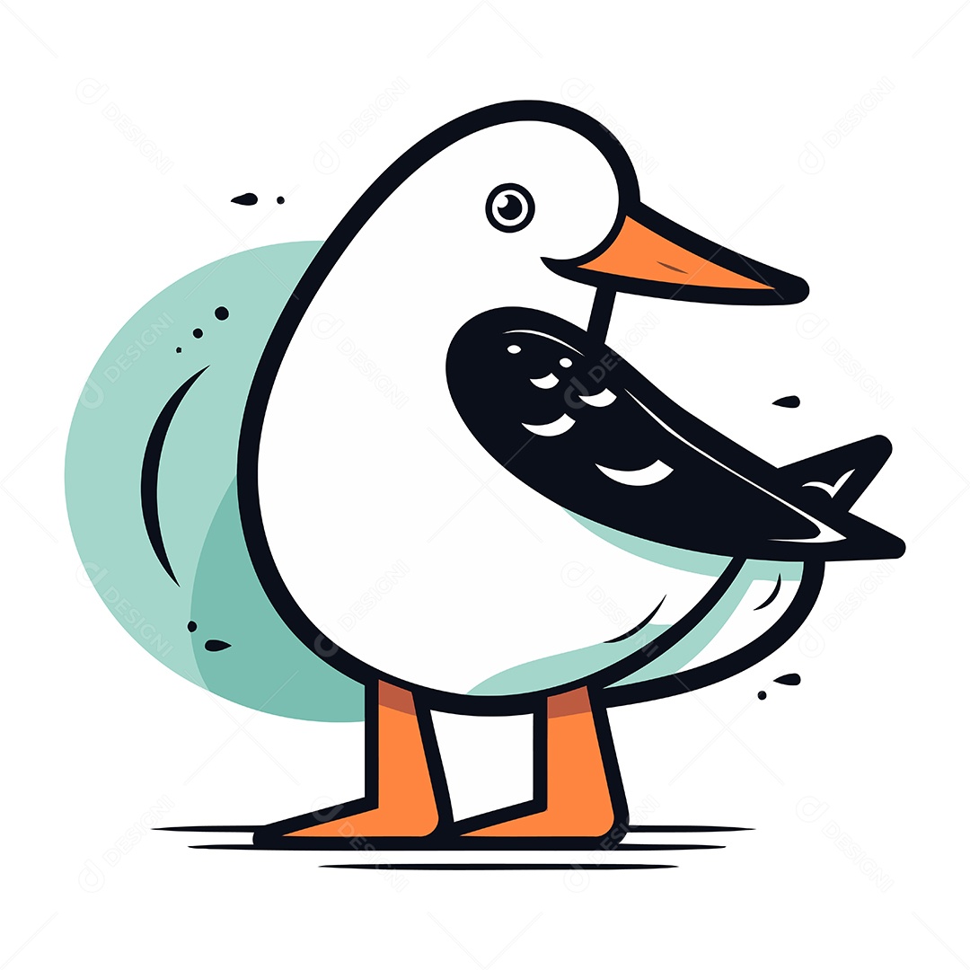 Gaivota de Desenho Animado Ilustração Vetor EPS