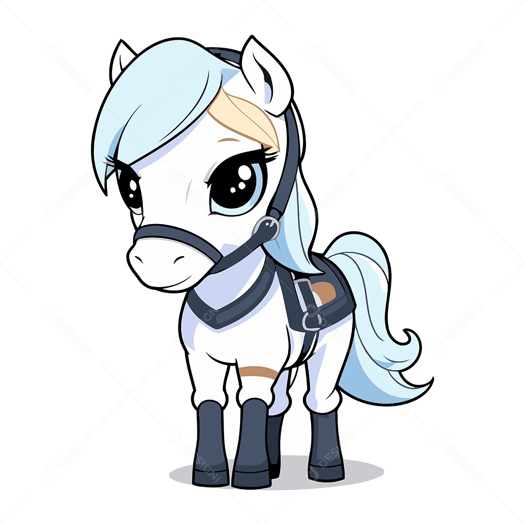 Cavalo Fofo de Desenho Animado Ilustração Vetor EPS