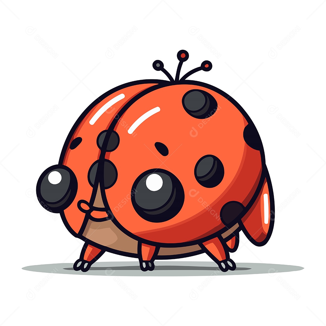 Joaninha Fofa de Desenho Animado Ilustração Vetor EPS