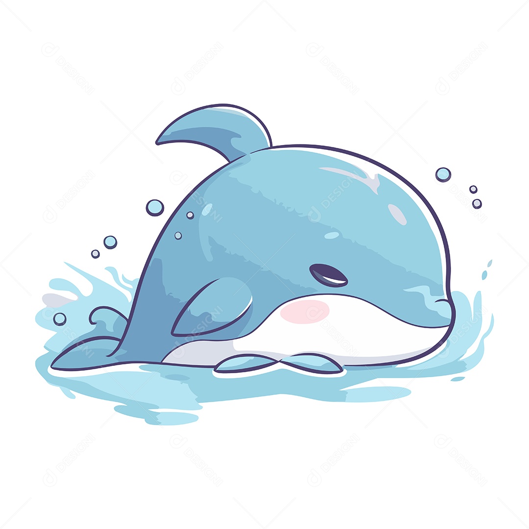 Baleia Assassina de Desenho Animado Ilustração Vetor EPS