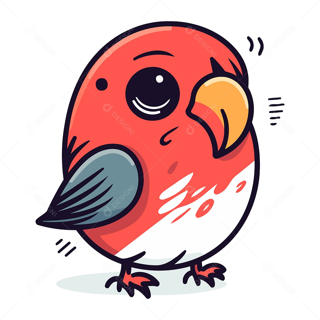 Pássaro Vermelho de Desenho Animado Ilustração Vetor EPS